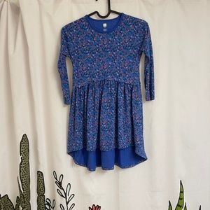 Blue Asymmetrical Tea Collection Long Sleeve Dress